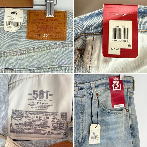 Levi’s 501 NWT Men’s 150 Anniversary Jeans Button Fly Straight Leg Size 32x32 - Picture 7 of 16
